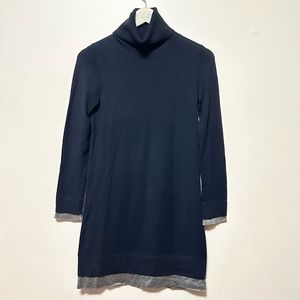 Theory navy and gray wool turtleneck sweater dress Size S